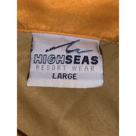 L Hawaiian Tropical Camp Shirt Aloha Vivid Colors Yellow High Seas Resort Wear - Picture 7 of 8